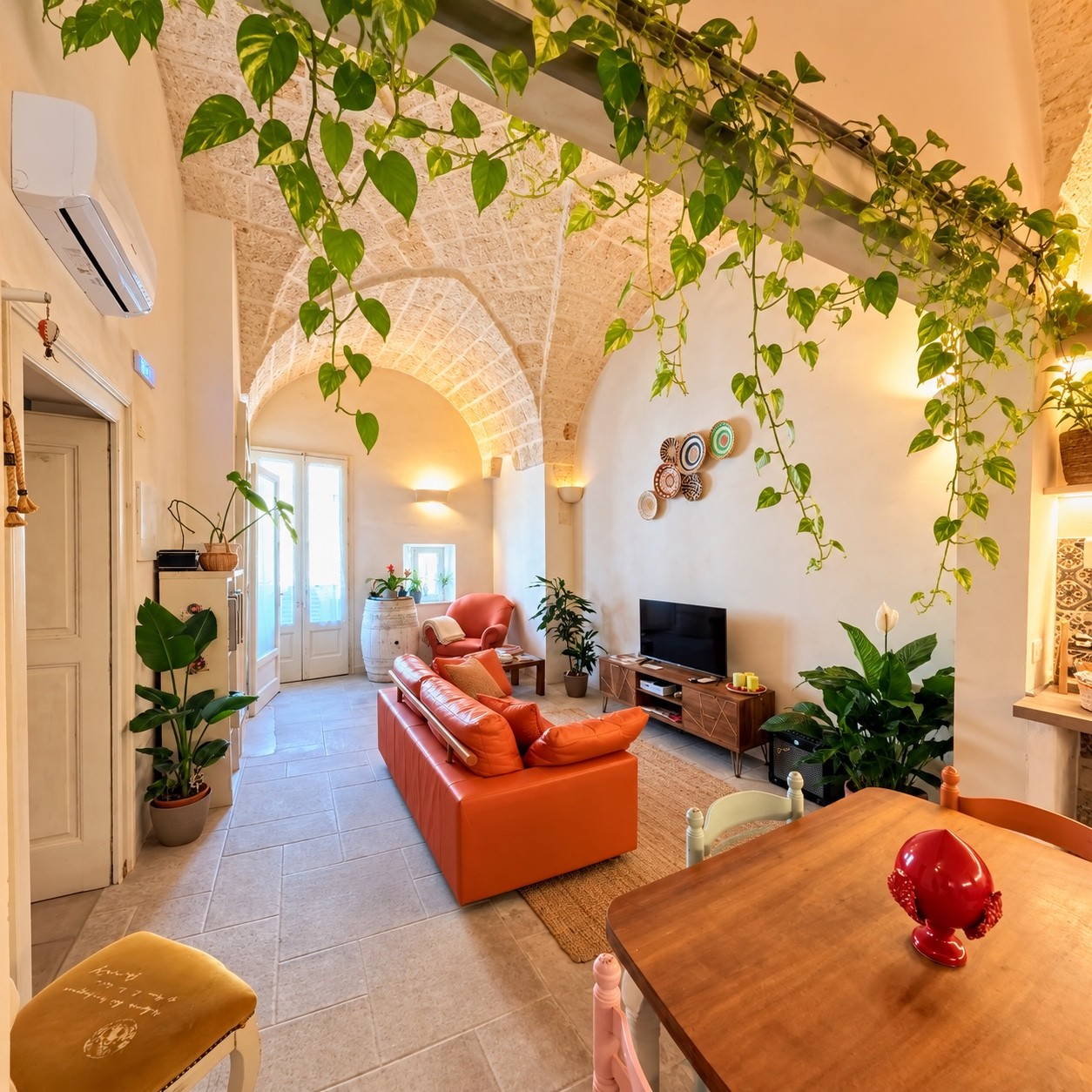 Interno di Al Palazzotto con volta a stella